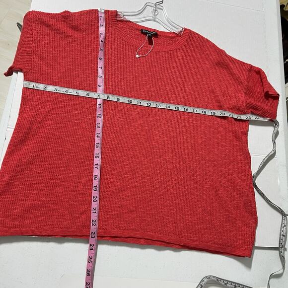 Eileen Fisher Organic Linen Cotton Slub Boxy Top M Orange Red Drop Shoulder NEW - Picture 8 of 10